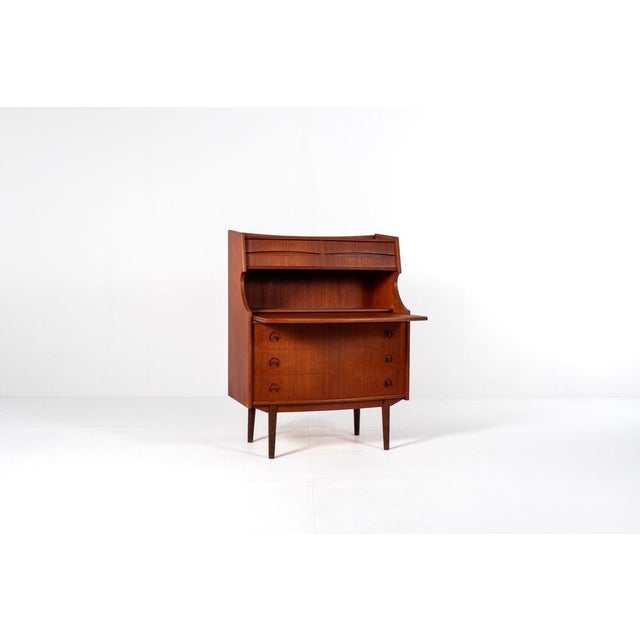 Mid-Century Teak Secretary with Drawers attributed to Gunnar Falsig for Falsig Mobler, 1960s For Sale - Image 4 of 13