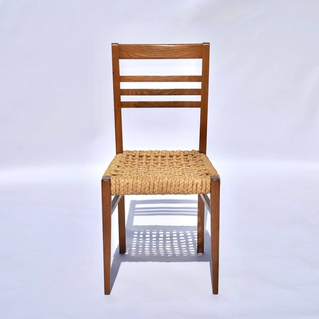 1940s Pair of Rope & Beech Wood Chairs Attributed to Frida Minet & Adrien Audoux for Vibo Vesoul For Sale - Image 9 of 10