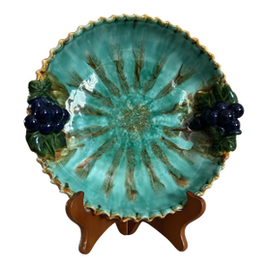 Antique 1950’s St Peter Graz Austrian Majolica Blue Pie Dish With Grapes