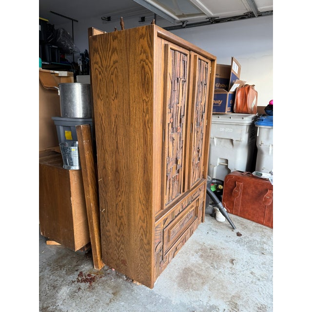 1970s Lane Brutalist-Style Pueblo Armoire For Sale - Image 10 of 13