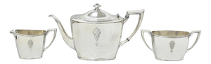 Antique Community Silver Plated Art Deco Birds of Paradise Tea Service Set 3 PCS