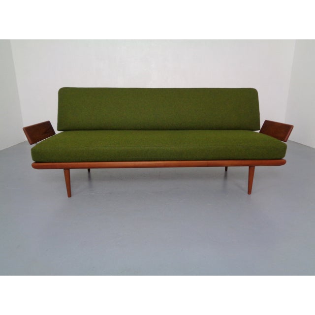 Contemporary Minerva Teak & Kvadrat Hallingdal Daybed / Sofa by Peter Hvidt & Orla Mølgaard Nielsen for France & Son, Denmark, 1950s For Sale - Image 3 of 18
