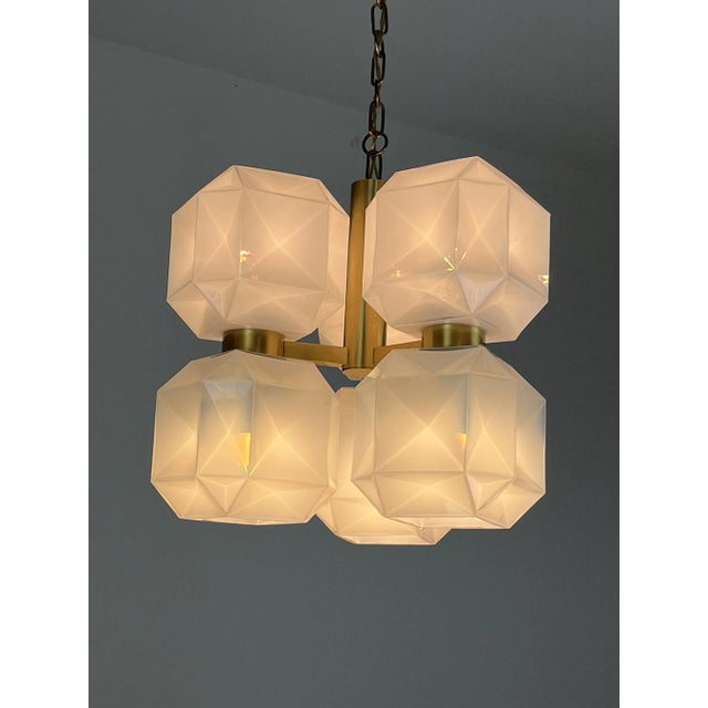 Mid-Century Murano Glass and Gold Metal Chandelier, 1960s For Sale - Image 9 of 13