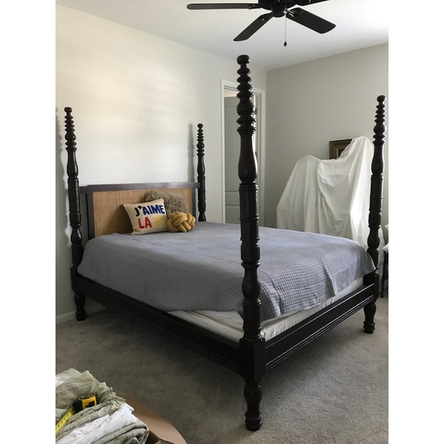 Carved Mahogony Four Poster Bed With Cane Headboard For Sale In Orlando - Image 6 of 11