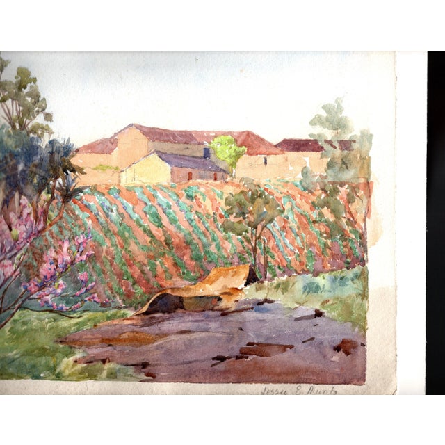 1910s Signed Jessie E. Muntz (Great Britian, Active 1903-1924) Landscape Scene, Watercolor (Framed) For Sale - Image 5 of 12