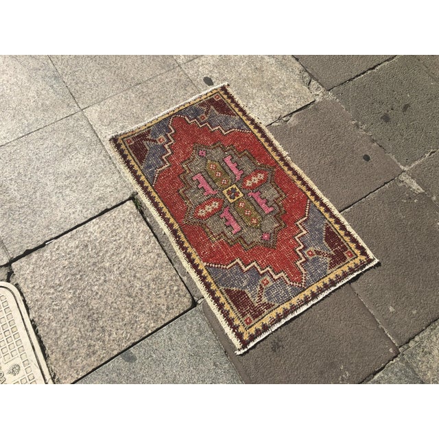 Tribal Vintage Handmade Tribal Rug- 1′7″ × 2′7″ For Sale - Image 3 of 6