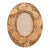 Antique Early 20th Century Folk Art Pyrography Wood Holly Oval Picture Frame With Glass For Sale