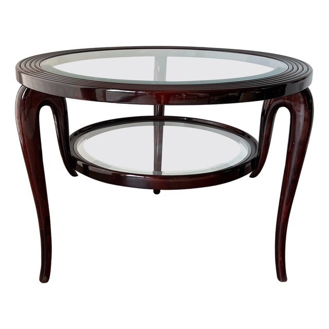 1940s Paolo Buffa's two-tiered round central coffee table For Sale