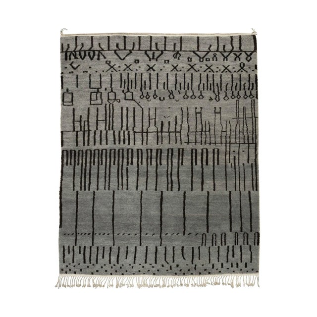 Gray 2020s Grey and Black Moroccan Area Rug - 10'3 X 8'2 For Sale - Image 8 of 8