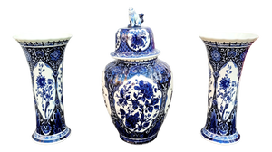 Delft Blue Garniture Set from Royal Sphinx, Maastricht, 1959, Set of 3