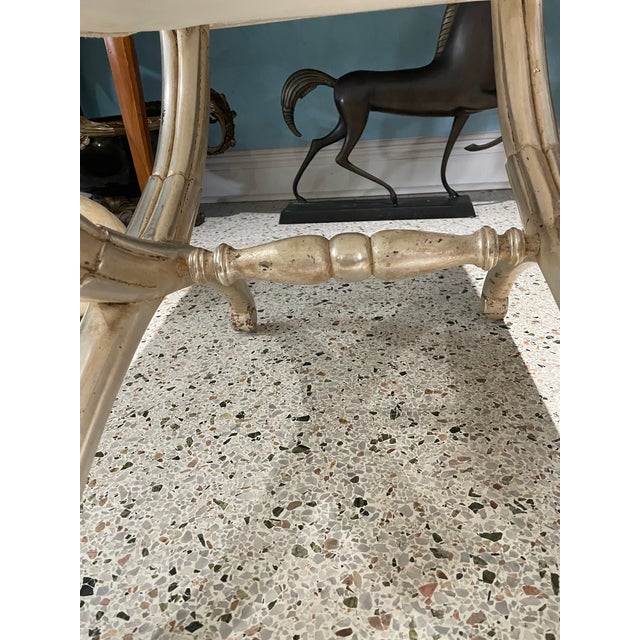 Italian Vintage Water-Gilded Silver Wood Stool For Sale - Image 4 of 6
