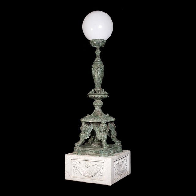 Black Bronze Lamps on Marble Base, 1980s, Set of 2 For Sale - Image 8 of 12