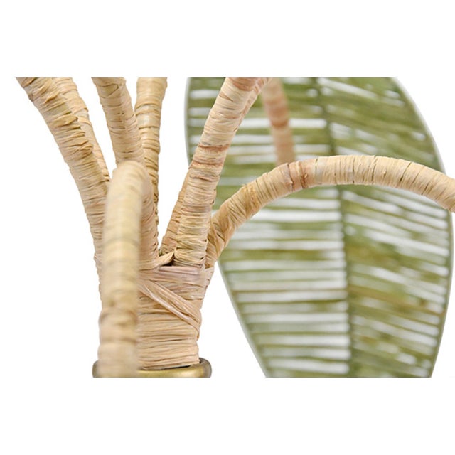 Matthew Izzo Home Sola Paper Rafia Palm Leaf and CoconutsTable Lamp With Brass Details For Sale In New York - Image 6 of 7