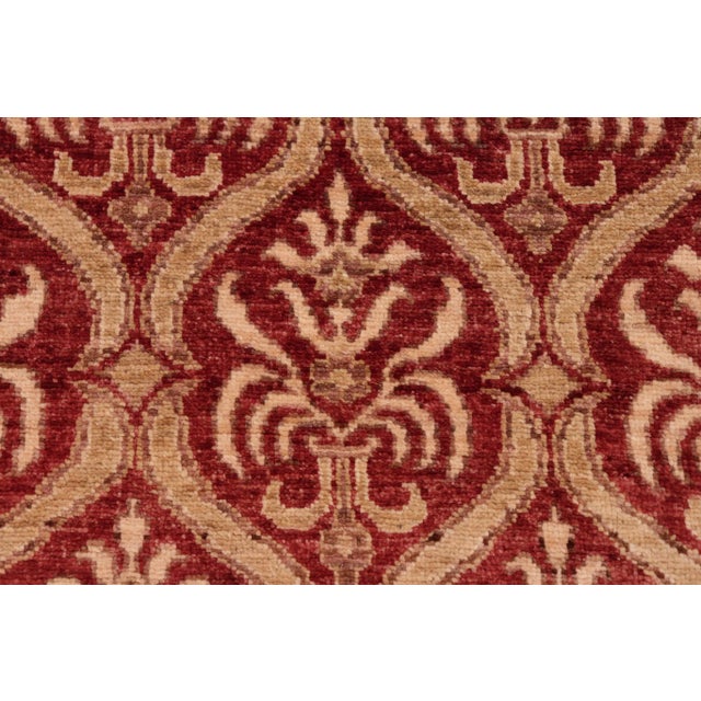 1990s Shabby Chic Ziegler Red Tan Hand-Knotted Wool Rug - 6'0'' X 8'10'' For Sale - Image 5 of 8