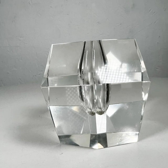 Mid-Century Modern Faceted Crystal Orchid Bud Vase Art Glass Paperweight Iittala Timo Sarpaneva For Sale - Image 3 of 9