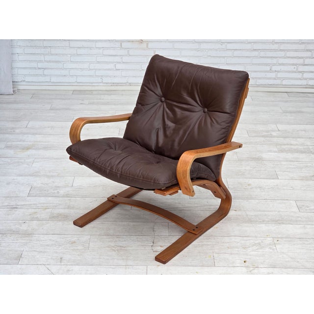 Danish Armchair in Leather, Canvas and Bentwood from Komfort, 1970s For Sale - Image 18 of 18