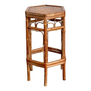 Vintage Bamboo Hexagonal Plant Stand For Sale