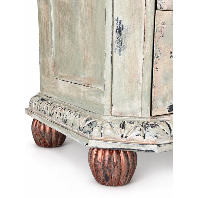 Wood French Provincial Hand Painted Chest of Drawers — Distressed Celadon Finish For Sale - Image 7 of 9