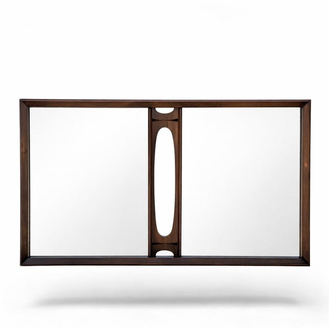 Mid-Century Modern Vintage Canadian Brutalist Walnut Wall Mirror by Tobago of Canada For Sale - Image 3 of 18
