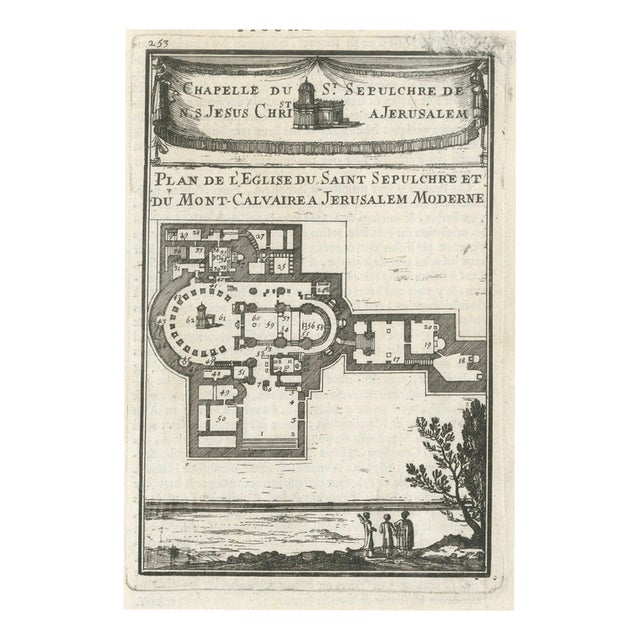 Antique Jerusalem Holy Sepulchre Plan, 1683 For Sale