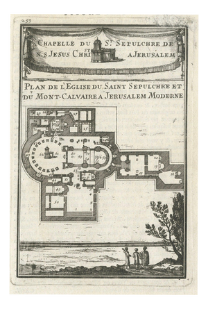 Antique Jerusalem Holy Sepulchre Plan, 1683