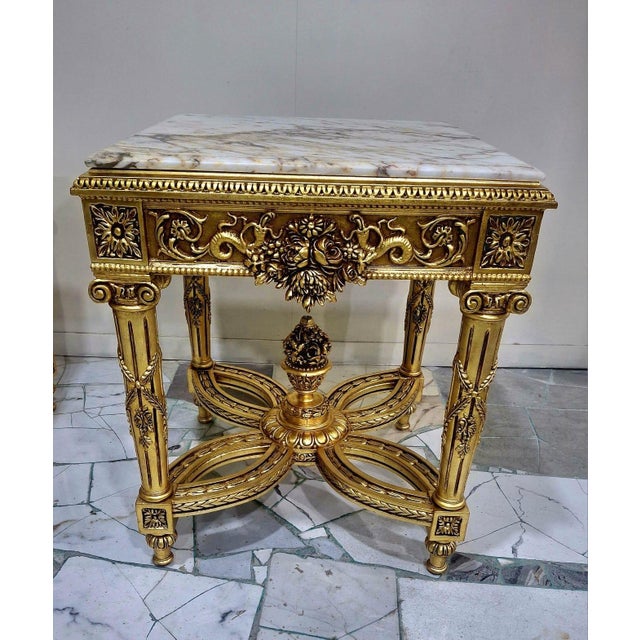 1960s Vintage Gueridon Side Table Marble Top 26  For Sale - Image 5 of 6