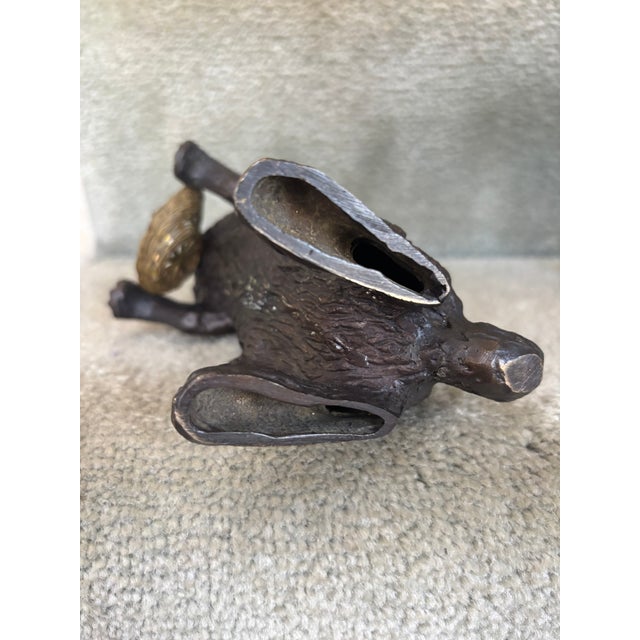 Metal Bronze Rabbit Figures, a Pair For Sale - Image 7 of 13