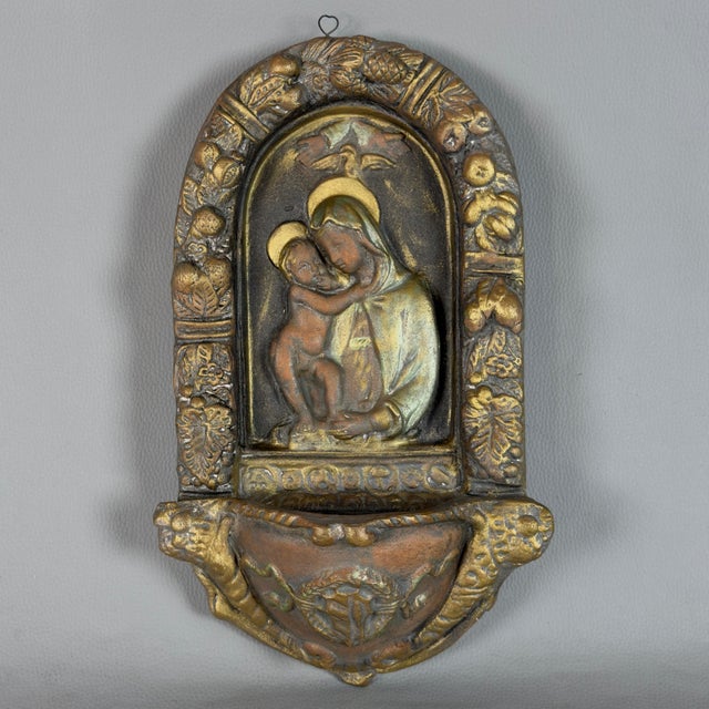 Holy Water Stoup Madonna and Child in Terracotta from Ignoto For Sale - Image 11 of 11