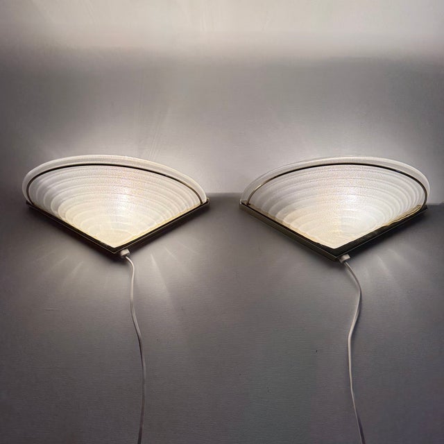 Vintage Glass Wall Lamps with Gold Holders, 1970s, Set of 2 For Sale - Image 16 of 18