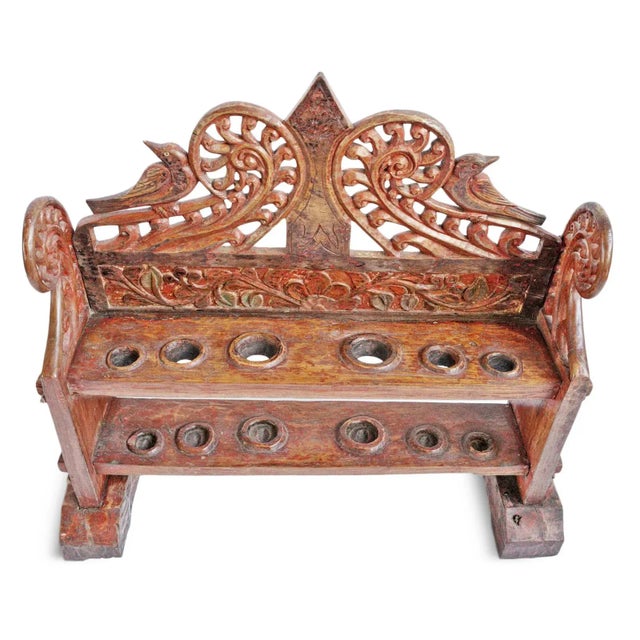 Asian Antique Antique Balinese Red Shrine Shelf For Sale - Image 3 of 6