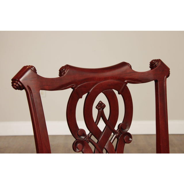Chippendale Style Set Of Four Carved Mahogany Dining Chairs For Sale - Image 4 of 12