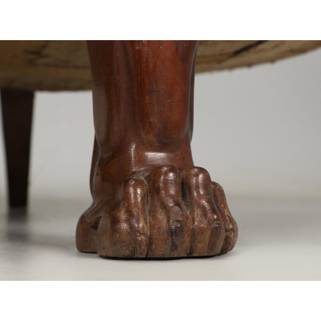 Antique French Mahogany Loveseat or Settee, Lion Paw Feet Unrestored C1800's For Sale - Image 9 of 12