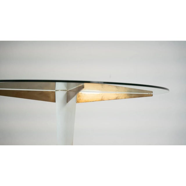Beige Mid-Century Modern Dining Table in Carrara Marble, Bronze and Glass, Italy, 1950s For Sale - Image 8 of 10