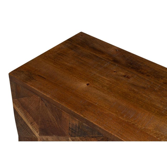 Metal Geometric Parquetry Sideboard in Honey Brown For Sale - Image 7 of 12