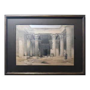 David Roberts Hand-Colored Egypt Lithograph – Grand Portico of the Temple of Philae, Nubia – 19th Century