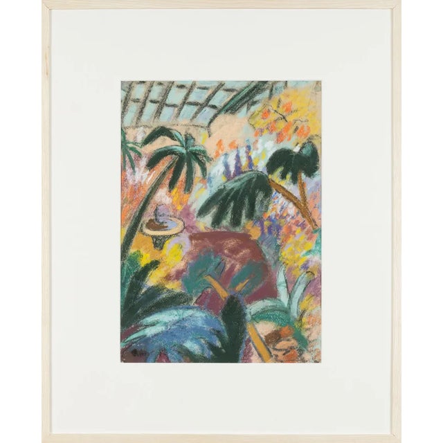 Botanical Garden, 1960s, Pastel on Paper, Framed For Sale
