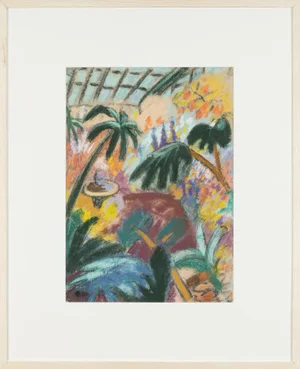 Botanical Garden, 1960s, Pastel on Paper, Framed