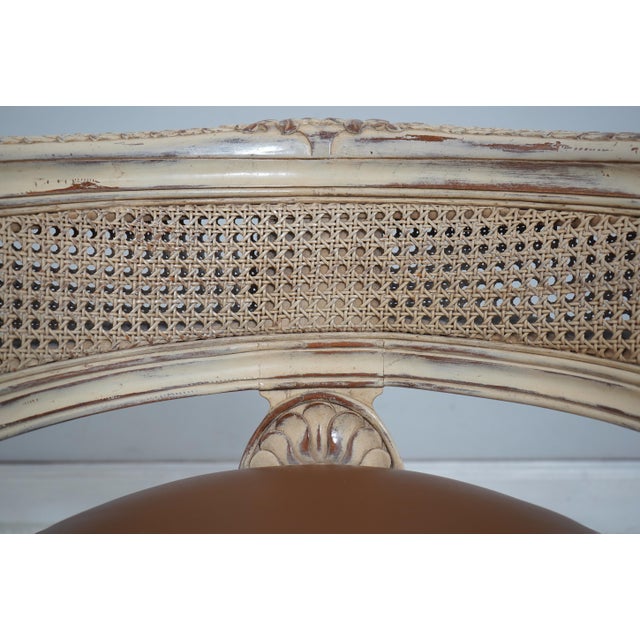 1990s French Louis XV Cane Back Painted Vanity Stool For Sale - Image 5 of 18