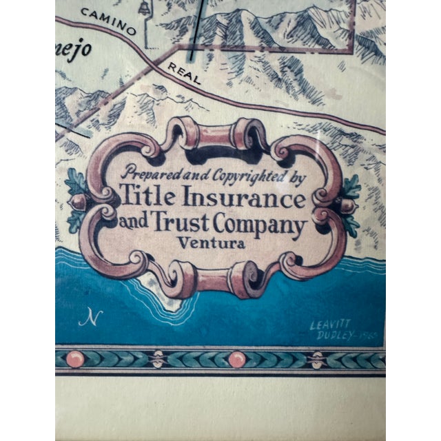 Mexican 1965 Leavitt Dudley Pictorial Map of the Spanish/Mexican Ranchos Ventura Ca. For Sale - Image 3 of 4