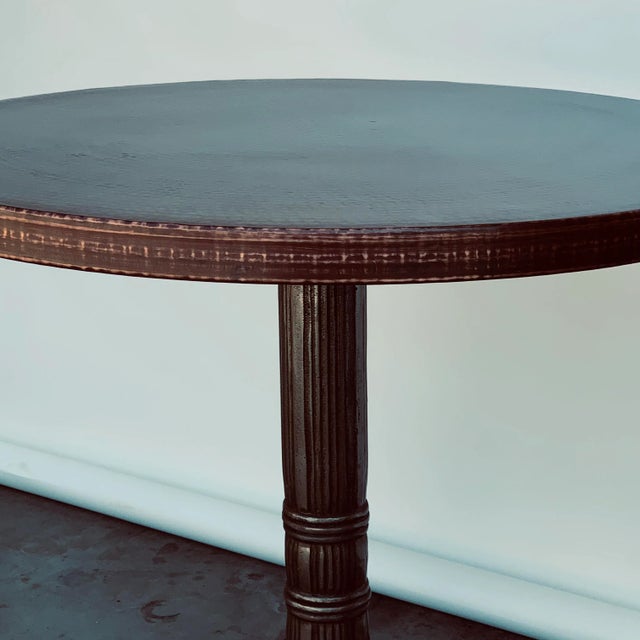 Polished Steel and Antiviral Raw Copper Top Gueridon Tables - a Pair For Sale - Image 4 of 7