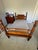 Antique Rope Bed, mid 19th century solid Tiger maple wood rope bed. It is 7 feet long, 51 inches wide, and 48.5 inches...