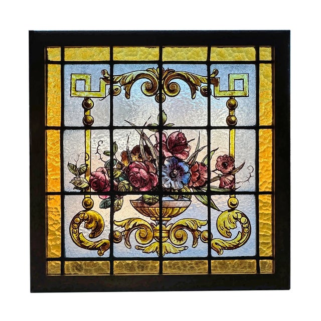 Antique Stained Glass Window For Sale