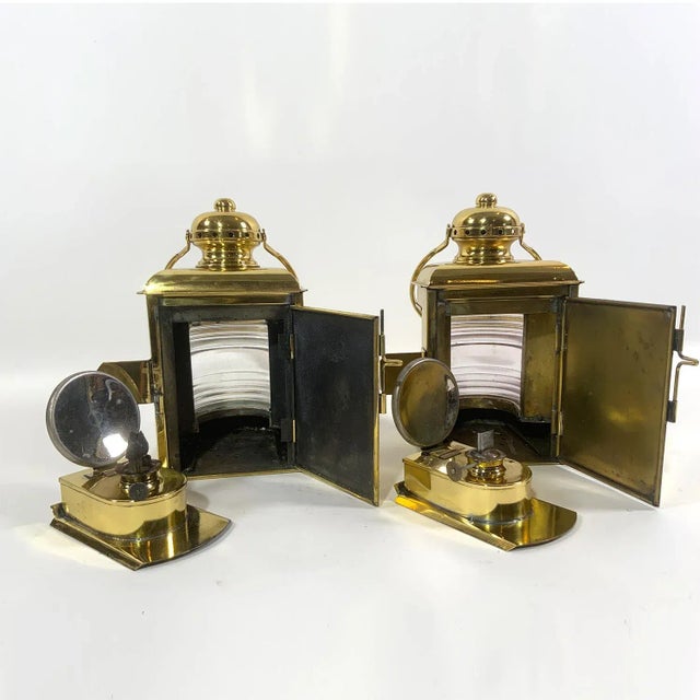 Pair of Solid Brass Lights from a Boat For Sale In Boston - Image 6 of 8