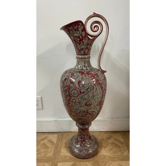 1990s Vintage Biagioli Gubbio Hand-Painted Italian Vase For Sale - Image 9 of 9