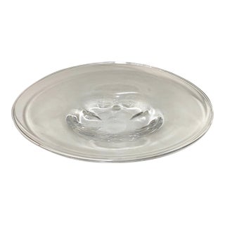Large High Quality Vintage Hand Blown Orrefors Clear Glass Centerpiece Oval Bowl For Sale