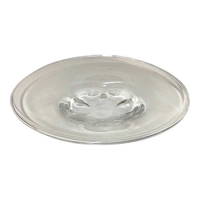 Large High Quality Vintage Hand Blown Orrefors Clear Glass Centerpiece Oval Bowl For Sale