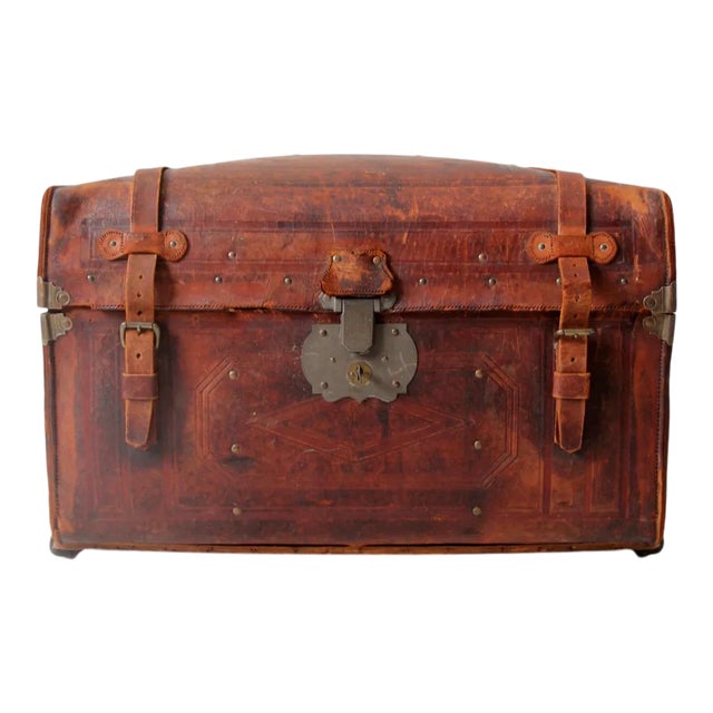 Antique Leather Trunk For Sale