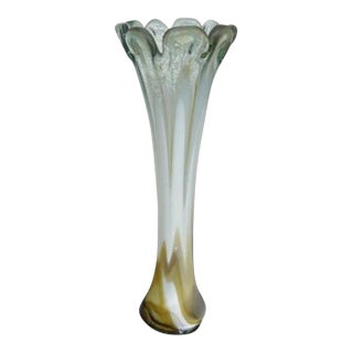 Mid Century Italian 17" Tall Vase in Murano Art Glass, 1960s Murano Style For Sale