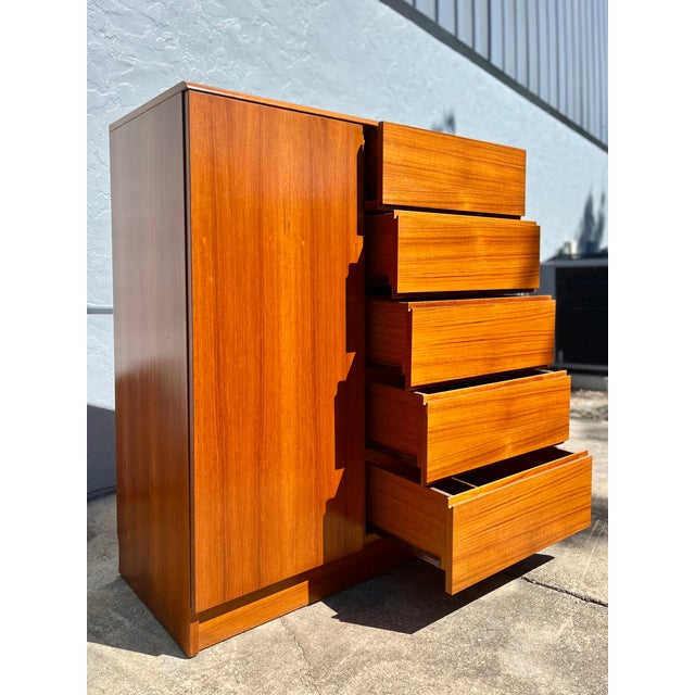 Danish Mid Century Modern Teak Highboy Dresser or Gentlemen’s Chest For Sale - Image 10 of 17