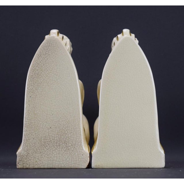 Ceramic Art Deco White Ceramic Mermaid Bookends by Lejan Orchies, 1890s, Set of 2 For Sale - Image 7 of 11